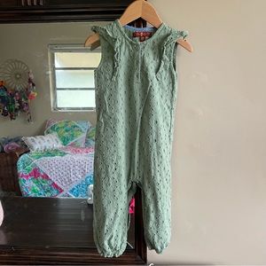 7 For All Mankind Sage Green Eyelet Romper 24 Months